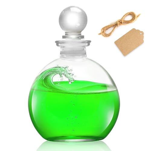 Decorative Spherical Glass Bottles with Stopper - 8.5oz Clear Round Containers for Liquids & Crafts - Variation 1