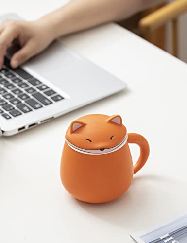 Orange Fox Ceramic Mug 13.5 OZ - Animal Coffee Cup - Cute Fox Design - Dishwasher & Microwave Safe
