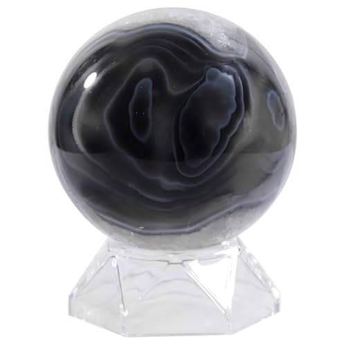 Black Agate Stone Sphere 2.36-2.76 Inch Natural Crystal Ball for Meditation & Decor