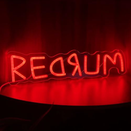 Redrum Neon Sign Horror Wall Decor Gothic Gaming Room - Red 16.5x4.3" - Variation of THIS listing