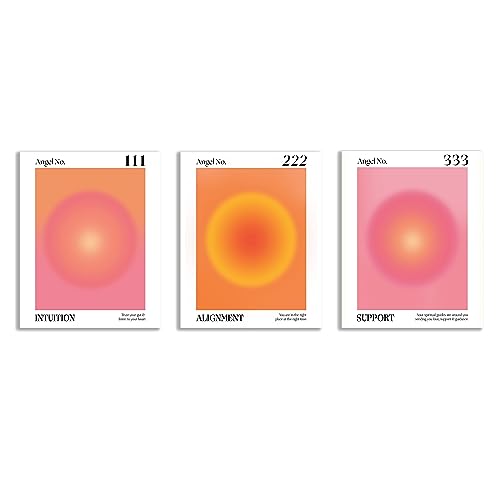 Angel Numbers Wall Art Prints Set of 3 - Spiritual Bedroom Decor 12x16 Inches