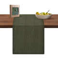 Olive Green Linen Table Runner 72 Inch Long - Rustic Farmhouse Decor