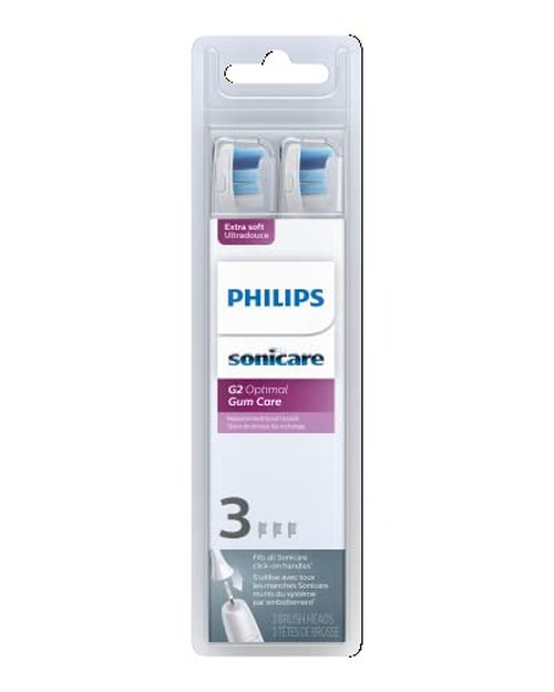 Philips Sonicare G2 Optimal Gum Care Brush Heads, Genuine Replacement Toothbrush Heads, White, 3 Pack, HX9033/65