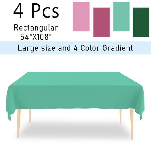 Pink and Green Tablecloths 4 Pack - Witch Princess Themed Party Decorations 54x108 Inch