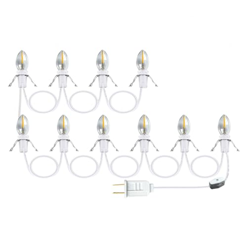 Village Lights with 10 LED Light Bulbs - Halloween Decoration, C7 Village Light Cord, Warm White - Variation of THIS listing