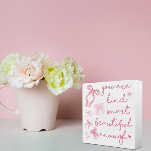 Pink Inspirational Affirmation Wooden Sign for Dorm Room - Pink-2