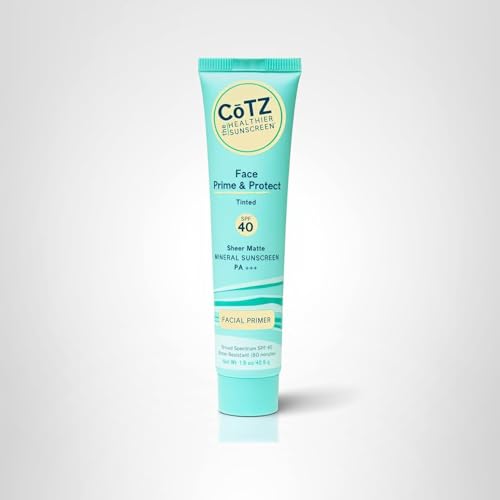 COTZ Face Prime & Protect Tinted Mineral Sunscreen and Facial Primer Broad Spectrum SPF 40; PA+++ 1.5 oz / 42.5 g.
