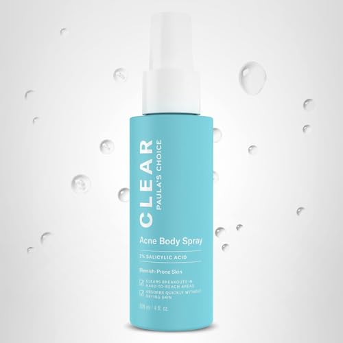 Paula's Choice CLEAR Exfoliating Back & Body Acne Spray, Bacne Spray with 2% BHA Salicylic Acid Back Acne Treatment for Clogged Pores, Blackheads & Breakouts, Alcohol-Free, Fragrance-Free, 4 Fl Oz