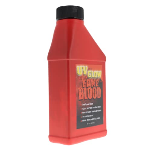 UV Glow Fake Blood 16 Oz for Halloween - Flows Like Real Blood, UV Reactive