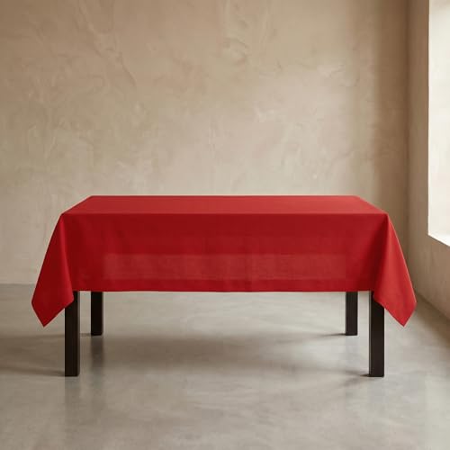 Red Linen Tablecloth 60x120 Inches - Handmade European Flax for Dining
