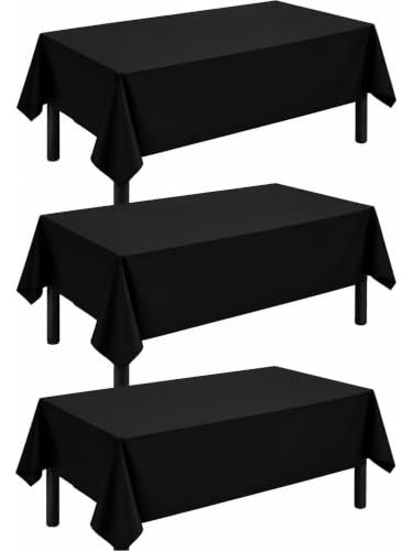 Black Rectangular Plastic Tablecloth - 54 x 108 Inch, Waterproof Disposable Cover for Parties, Graduations & Holidays - Variation: Black / 54" X 108" Rectangle