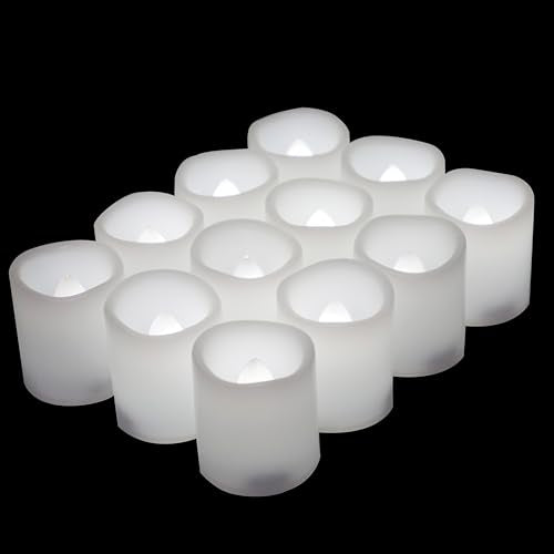 12 Pack LED Flameless Votive Candles - White Glow, Battery Operated