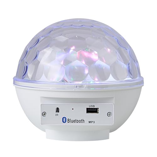 White Disco Ball Lights with Bluetooth Speaker, RGB Sound Activated Party Lighting