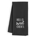 WFSM Hello Sweet Cheeks Decorative Hand Towels Black 16x24 - Funny Bathroom Gift