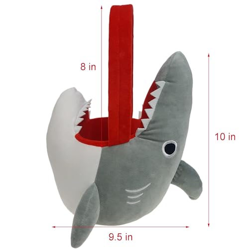 Halloween Plush Shark Trick or Treat Bag - Cute Animal Candy Basket for Kids & Parties