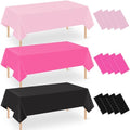 Pink and Black Halloween Plastic Tablecloths 54x108 Inches - 12 Pack, Variation of Black Light Pink Dark Pink