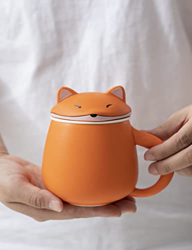 Orange Fox Ceramic Mug 13.5 OZ - Animal Coffee Cup - Cute Fox Design - Dishwasher & Microwave Safe