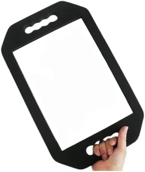 Amira Beauty Handheld Mirror – Dual Handle Salon Mirror for Haircut, Makeup, and Back of Head Use – Distortion-Free Glass, Lightweight Durable Frame, Unisex Design – 10"x15.5", Black