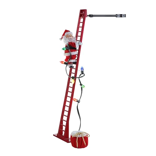 Animated Christmas Climber Decor - 42-Inch Plush Santa with LED Lights & Music