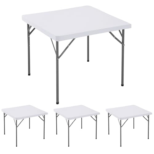 Square Fitted Elastic Table Cover 4 Pack - White 36x36 Inches - Stretch Spandex Tablecloth