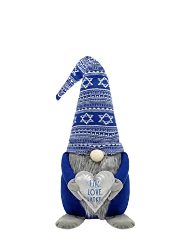 Hanukkah Gnome Plush Figurine with Heart Ornament - Live Love Latke Variation