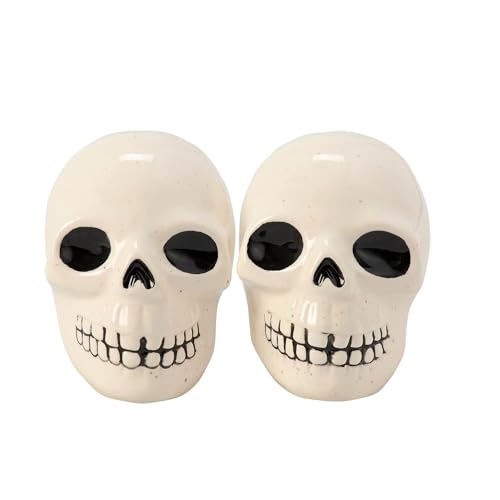 Skull Salt and Pepper Shaker Set - Halloween Ceramic Table Decor