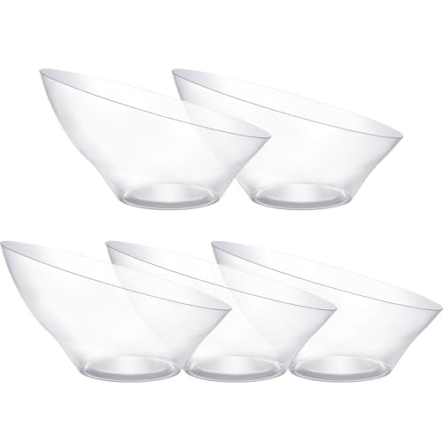 20 Oz Clear Plastic Party Bowls - 12 Pack, Food-Grade, Reusable & Disposable