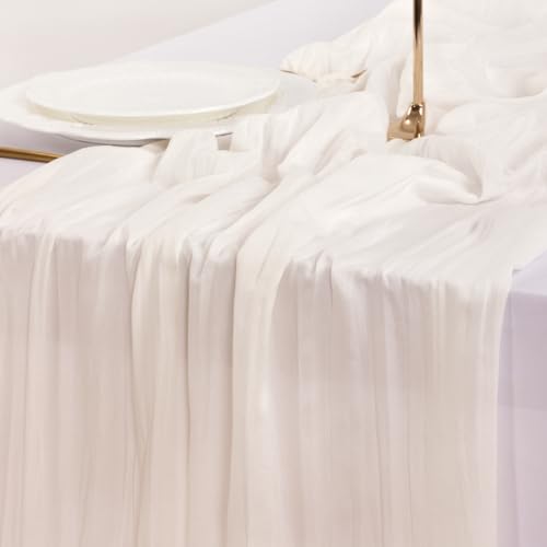 Ivory Cheesecloth Table Runner 10ft x 10pcs for Wedding & Event Decor