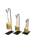 Rustic Handmade Christmas Cowbell Set with Metal Stand - Holiday Home Decor
