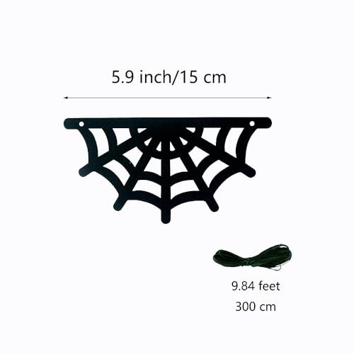 2 Pack Felt Spiderweb Garland Banner for Halloween Party Decorations