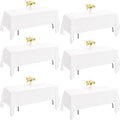 Rectangle White Table Cloth 6 Pack 60x102 Inch Washable Polyester for Wedding Parties