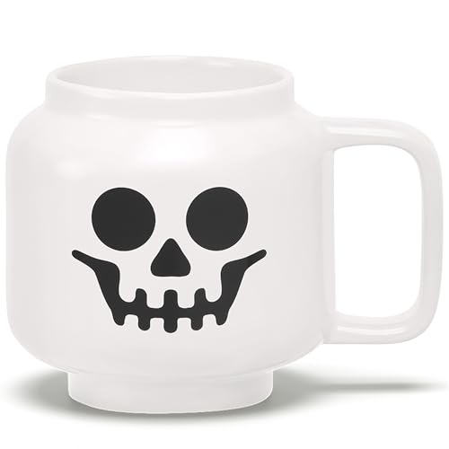 Large Skeleton Mug - White Ceramic LEGO Minifigure Head, 17.9oz Novelty Coffee Cup