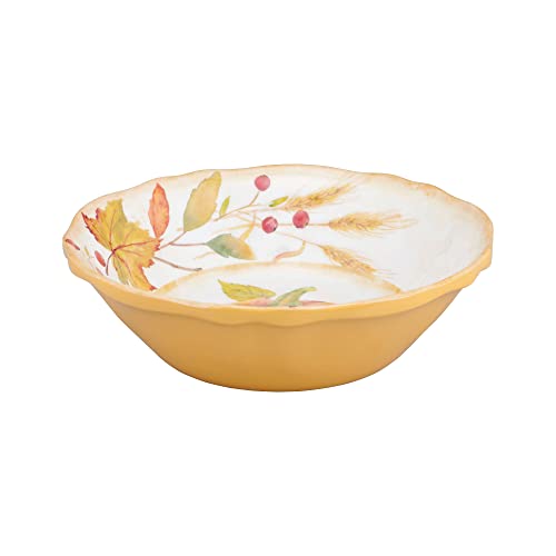 Harvest Pumpkin 12-Piece Melamine Dinnerware Set - Outdoor Plates & Bowls for Autumn Thanksgiving, Service for 4