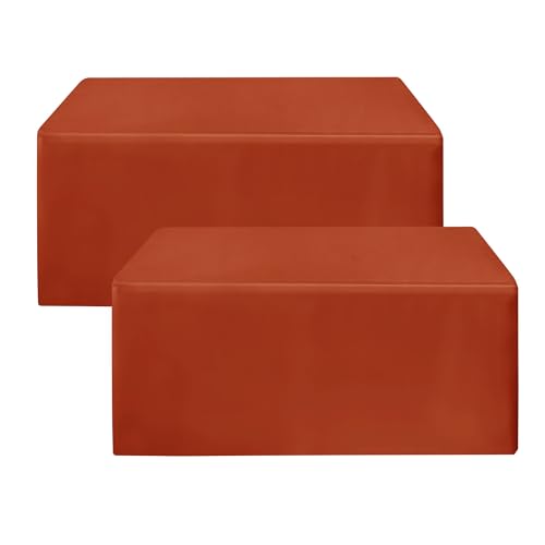Fitted Fall Tablecloths for 8ft Rectangular Tables - 2 Pack Rust Variation