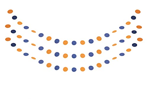 Orange and Blue Paper Garland Party Decorations Circle Dot Backdrop 30 Feet