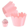 Pink Wave Cupcake Wrappers - 50 Pack Standard Baking Cups for Weddings & Parties