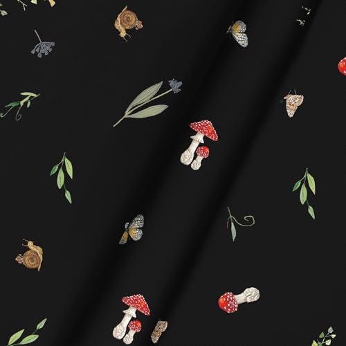Horaldaily Mushroom Black Tablecloth 90 Inch Round - Durable Polyester