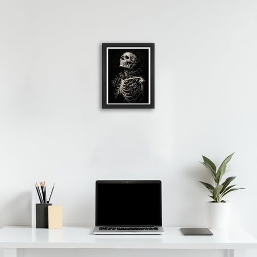 Skeleton Wall Art Canvas - Gothic Skeleton Skull Framed Decor 10x8