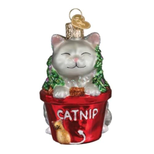 Old World Christmas Glass Catnip Cat Ornament - Handcrafted Holiday Decor