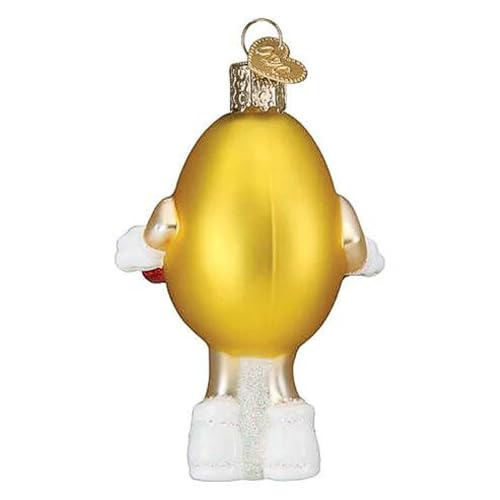 Christmas Glass Ornament - M&M's Yellow Love You Candy Character Hand-Painted Holiday Decor