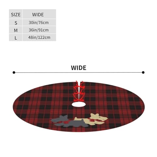 36-Inch Plaid Scottie Dog Christmas Tree Skirt - Rustic Holiday Decor