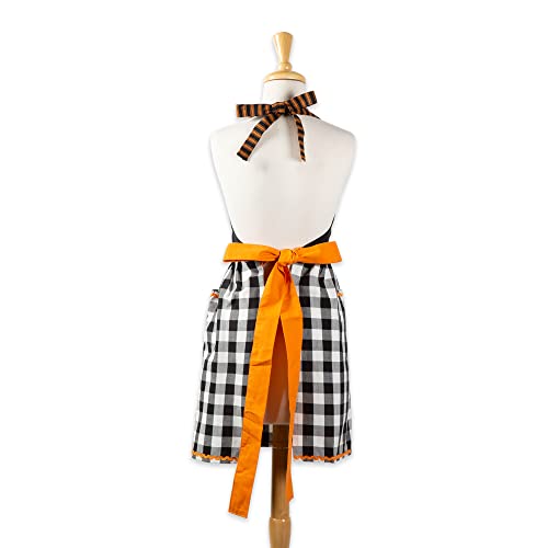 Halloween Apron with Buffalo Check Trick or Treat Pattern - One Size