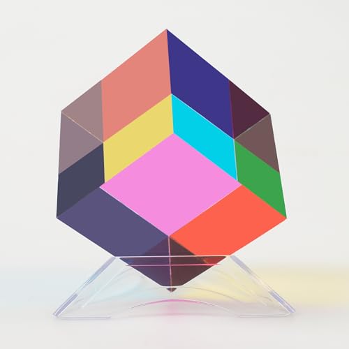 CMY Color Cube with Stand - 60mm Acrylic Optical Prism for Art & Photography