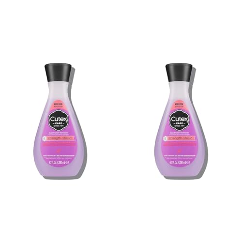Cutex Strength-Shield Nail Polish Remover Pack of 2 - Vitamins E B5 Silk, 6.7 Fl Oz