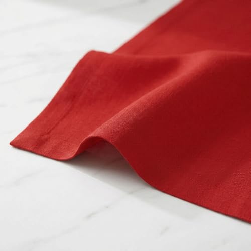 Red Linen Table Runner 14x156 Inches Extra Long - Handcrafted European Flax