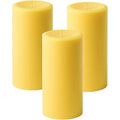 Set of 3 Unscented Yellow Pillar Candles 3x6 Inches - Handcrafted Home Decor
