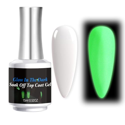 Glow In The Dark Nail Gel Top Coat - Transparent Luminous Finish for Any Color - Variation A (15ml)