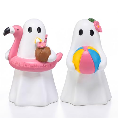Halloween Ghost Figurine Decor Set - Cute Resin Beach & Pool Decorations