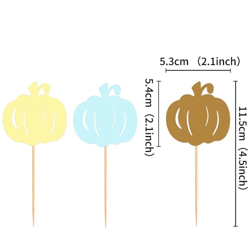 Pumpkin Cupcake Toppers Glitter Picks - Fall Harvest Party Decorations - 24 Pcs - Pumpkin-1