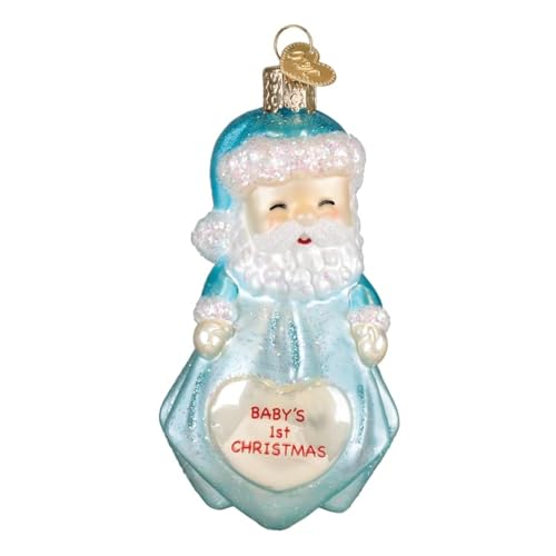 Baby Boy's Santa Lovey Christmas Ornament - First Noel Glass Keepsake - Boy's Santa Lovey Variation